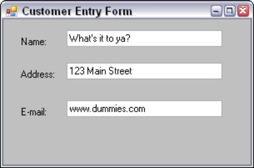 Figure 10-8: Users can type any information inside a text box, including invalid data.